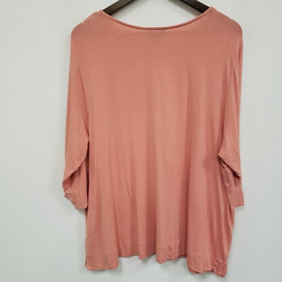 J Jill Womens 3/4 Sleeve Top Size 2X Pink Stretch Mature Normcore Capsule Travel - Picture 2 of 9